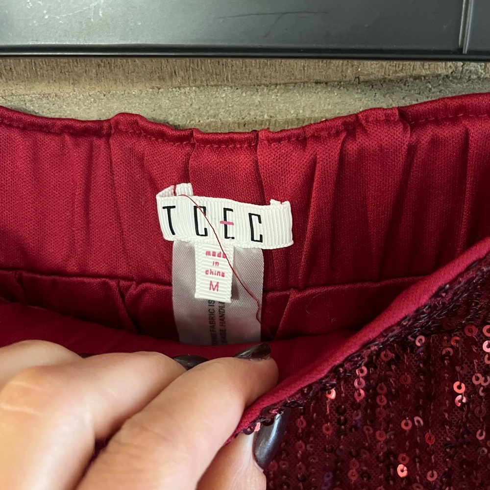 TCEC Burgundy Sequin Pants - Picture 4 of 4
